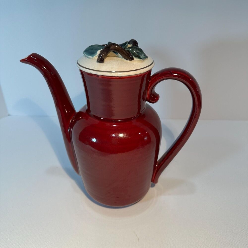 Red Wing Pottery Normandy Coffee Pot Beverage Server in Dubonnet (Burgundy)